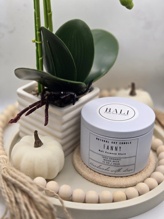 Fanny 10oz Soy Candle - Jasmine Vanilla, Caramel, and Sandalwood scent