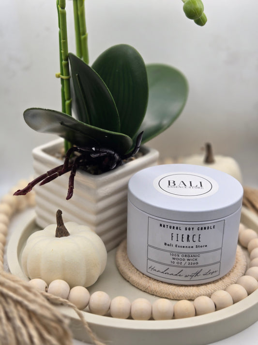 Fierce 10oz Soy Candle - Rose, Patchouli, and Sandalwood scent