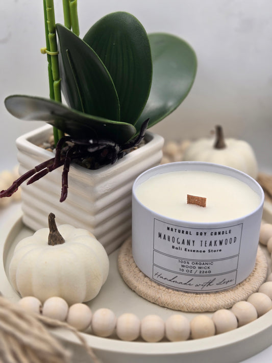 Mahogany 10oz Soy Candle - Rose, Sandalwood, Musk, Mahogany, and Patchouli scent